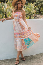 Load image into Gallery viewer, Multicolor Boho Patchwork Print Square Neck Sundress
