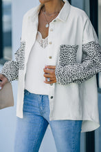 Load image into Gallery viewer, Black Contrast Leopard Denim Jacket
