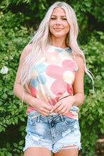 Load image into Gallery viewer, Pink Floral Print Round Neck Sleeveless Top
