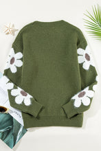 Load image into Gallery viewer, Light Pink Flower Sleeve Drop Shoulder Sweater
