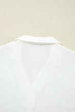 Load image into Gallery viewer, White Boxy Collared Smocked Sleeve Cuffs Blouse
