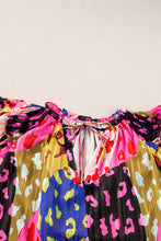 Load image into Gallery viewer, Multicolour Leopard Flutter Sleeve V Neck Crinkled Blouse
