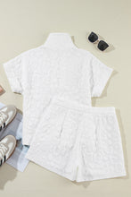 Load image into Gallery viewer, White Leopard Jacquard Quarter Zip Tee and Shorts Set
