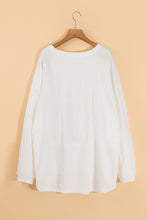 Load image into Gallery viewer, White Solid Color Patchwork Drop Shoulder Baggy Sweatshirt
