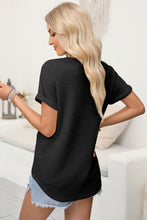 Load image into Gallery viewer, Pale Khaki Textured Wide Sleeve V Neck T Shirt
