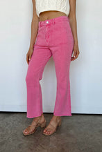 Load image into Gallery viewer, Pink Ankle-length Flare Leg Raw Hem Jeans
