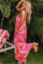 Load image into Gallery viewer, Pink Boho Abstract Print V Neck Wide Leg Jumpsuit
