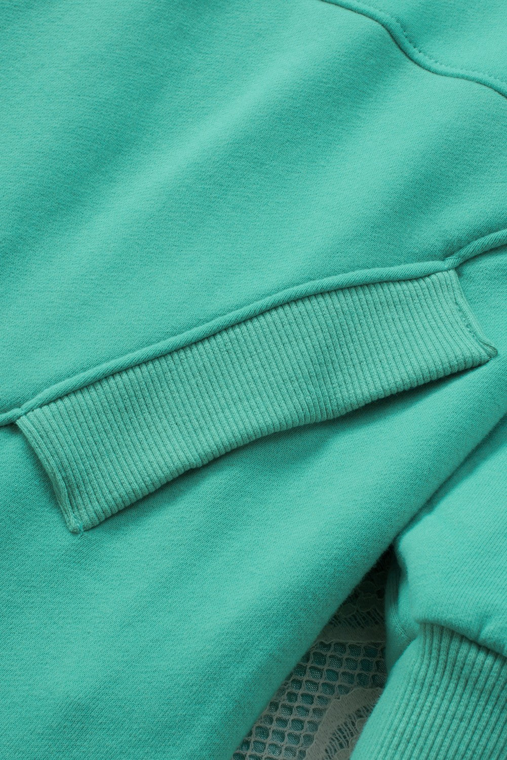 Green Batwing Sleeve Pocketed Henley Hoodie