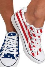 Load image into Gallery viewer, Blue American Flag Lace-up Canvas Flat Shoes
