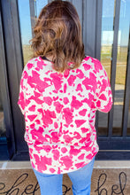 Load image into Gallery viewer, Rose Animal Print Long Sleeve V Neck Plus Size Top
