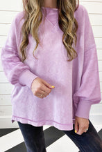 Load image into Gallery viewer, Orchid Petal Mineral Wash Drop Shoulder Pullover Sweatshirt
