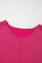 Load image into Gallery viewer, Rose Red Textured Long Sleeve V Neck Top
