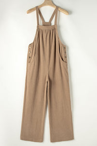 Black Solid Pocketed Loose Fit Corduroy Overall