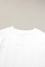 Load image into Gallery viewer, White Cable Textured Long Sleeve Round Neck Top
