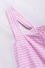 Load image into Gallery viewer, Pink Stripe Pinstriped Ruffled Hem Sleeveless Mini Flared Dress
