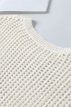 Load image into Gallery viewer, Apricot Fishnet Knit Ribbed Round Neck Short Sleeve Sweater Tee
