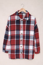 Load image into Gallery viewer, Red Plaid Print Buttoned Shirt Jacket
