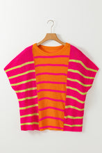 Load image into Gallery viewer, Strawberry Pink Bright Striped Short Sleeve Knit Top
