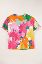 Load image into Gallery viewer, Multicolour Floral Print Folded Short Sleeve Shirt
