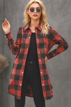 Load image into Gallery viewer, Green Turn-down Collar Plaid Shirt Coat
