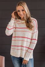 Load image into Gallery viewer, Pink Striped Confetti Knit Sweater
