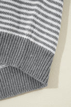 Load image into Gallery viewer, Gray Stripe Geometric Textured Drop Shoulder Sweater
