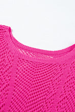 Load image into Gallery viewer, Rose Red Pointelle Knit Scallop Edge Short Sleeve Top

