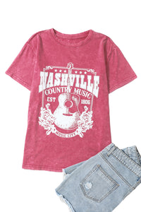 Gray Nashville Music City Graphic Mineral Washed Tee