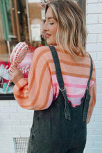 Load image into Gallery viewer, Multicolour Gradient Striped Ribbed Edge Loose Sweater
