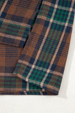 Load image into Gallery viewer, Brown Plaid Print Chest Pockets Buttoned Shirt Jacket
