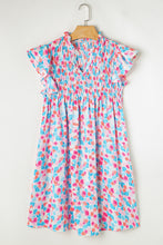 Load image into Gallery viewer, Sky Blue Smocked Empire Waist Ruffled Shift Dress
