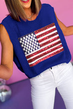 Load image into Gallery viewer, Bonbon Sparkling American Flag Knitted Vest
