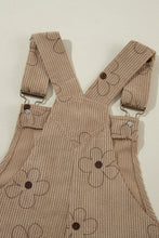 Load image into Gallery viewer, Khaki Flower Print Corduroy Overalls
