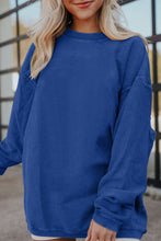 Load image into Gallery viewer, Dark Blue Ribbed Corduroy Oversized Sweatshirt
