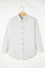 Load image into Gallery viewer, Black Stripe Roll-tab Sleeve Pocketed Long Shirt
