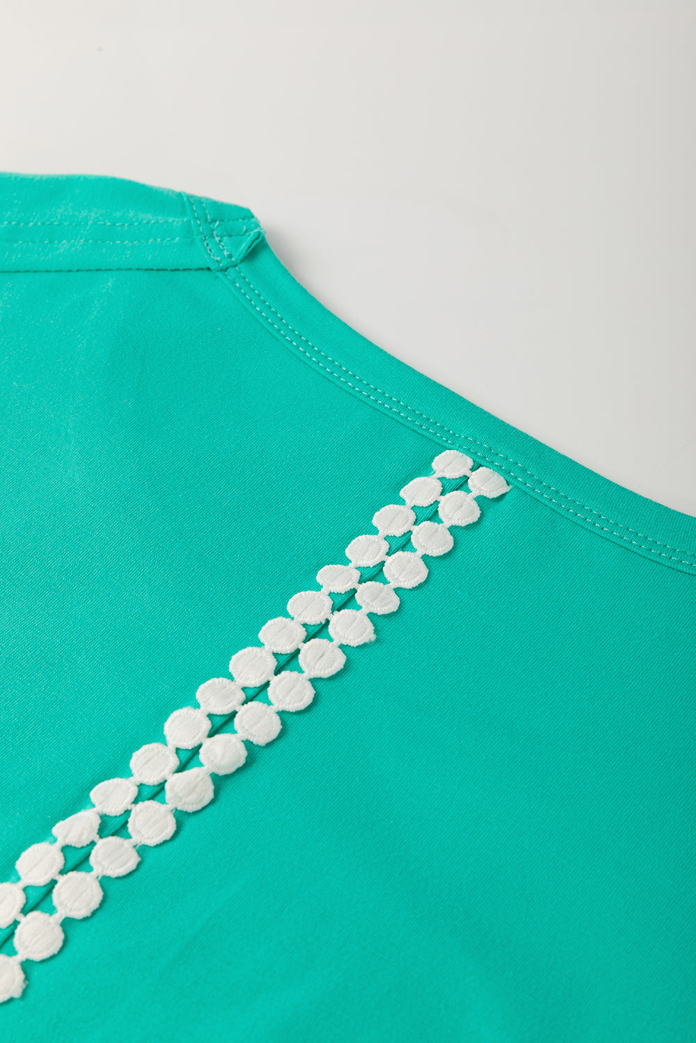 Medium Grey Lace Bow Raw Edge Drop Shoulder Casual T Shirt