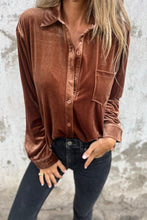 Load image into Gallery viewer, Chestnut Chest Pocket Velvet Shirt
