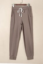 Load image into Gallery viewer, Dark Brown Drawstring Waist Pocketed Joggers
