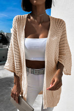 Load image into Gallery viewer, Khaki Hollow-out Bracelet Sleeve Knit Cardigan
