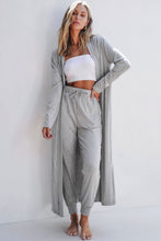 Load image into Gallery viewer, Light Grey Split Long Cardigan and Skinny Pants Lounge Set
