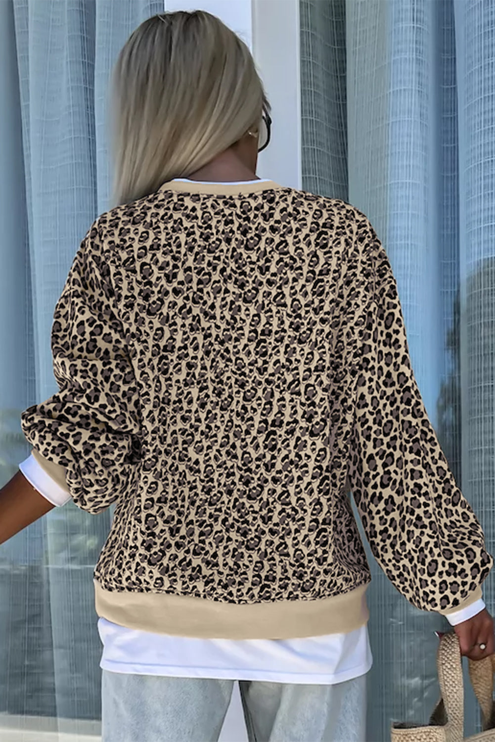 Parchment Leopard Print Crew Neck Sweatshirt