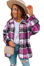 Load image into Gallery viewer, Red Plaid Print Buttoned Shirt Jacket
