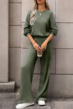 Load image into Gallery viewer, Laurel Green Solid Ribbed Knit Keyhole Back High Waist Jumpsuit
