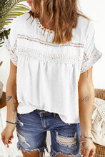 Load image into Gallery viewer, Pink Swiss Dot Lace Splicing Short Sleeve Top
