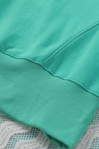 Green Batwing Sleeve Pocketed Henley Hoodie