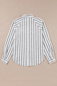 Black Stripe Chest Pocket Buttoned Oversized Shirt