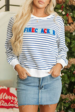 Load image into Gallery viewer, Blue Stripe Chenille FIRECRACKER Embroidered Sweatshirt
