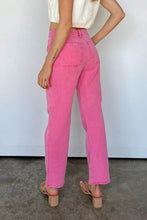 Load image into Gallery viewer, Pink Ankle-length Flare Leg Raw Hem Jeans
