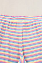 Load image into Gallery viewer, Pink Stripe Rainbow Tee Tasseled String Wide Leg Pants Set
