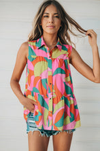 Load image into Gallery viewer, Multicolor Abstract Geometric Print Sleeveless Shirt
